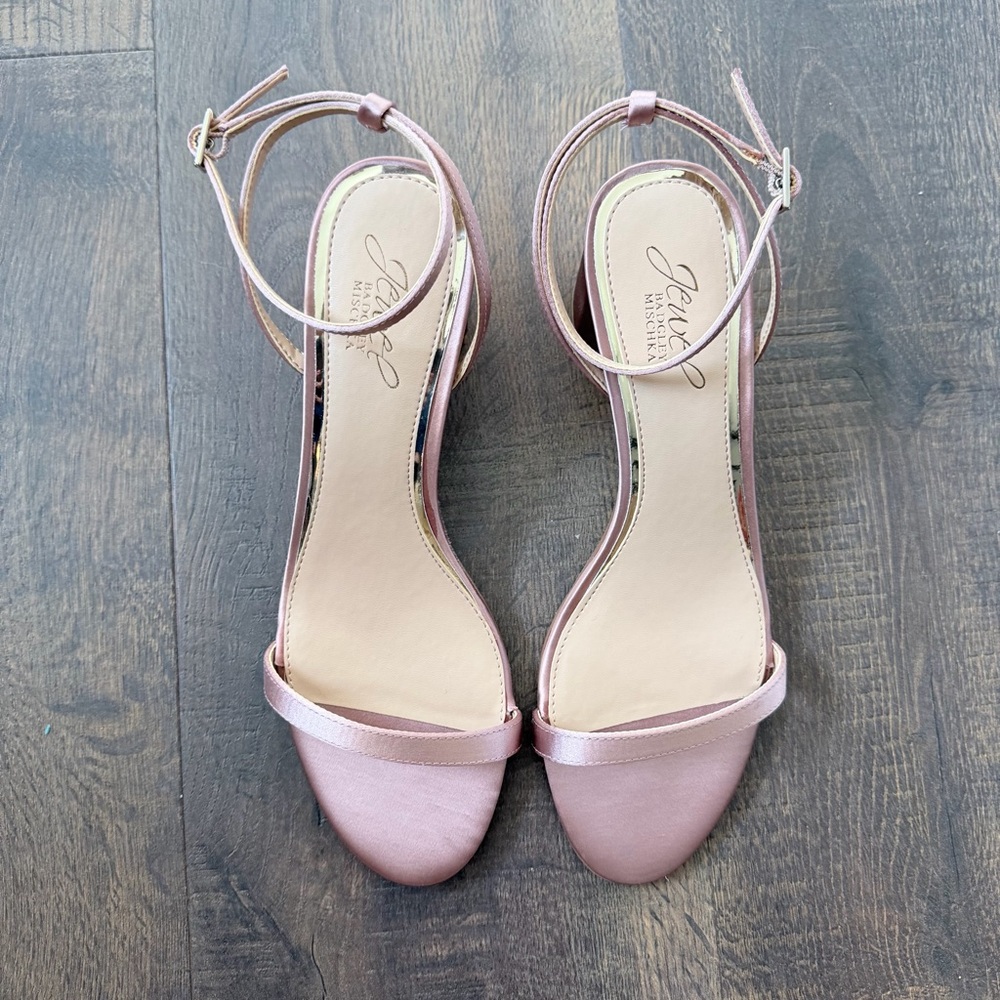 NEW Jewel By Badgley Mischka Danni II Heels | Blush Satin | Size: 8 - Picture 4 of 9